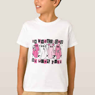 Am Mittwoch tragen wir Niedliches Pink Ghost Hallo T-Shirt