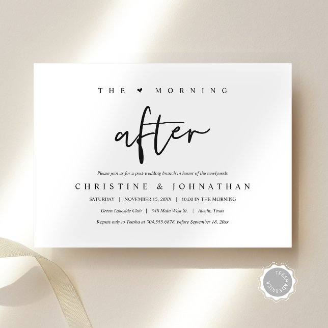 Am Morgen danach, nach der Hochzeitsfeier Einladung (The morning after, post wedding brunch celebration invitation card, downloadable, Modern minimal.)