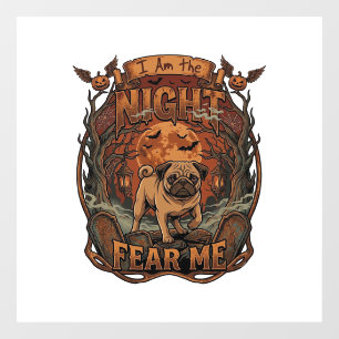 Am Nacht Fürchte Mich Pug Halloween Mond_1 Fensteraufkleber