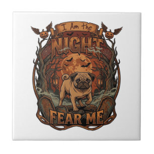 Am Nacht Fürchte Mich Pug Halloween Mond_1 Fliese