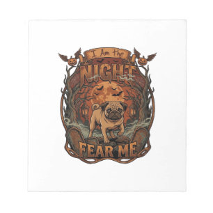 Am Nacht Fürchte Mich Pug Halloween Mond_1 Notizblock