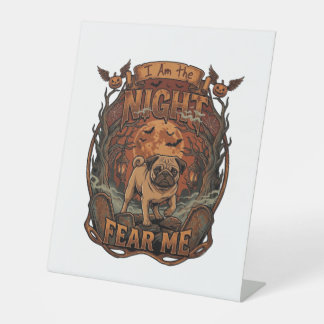 Am Nacht Fürchte Mich Pug Halloween Mond_1 Sockelschild