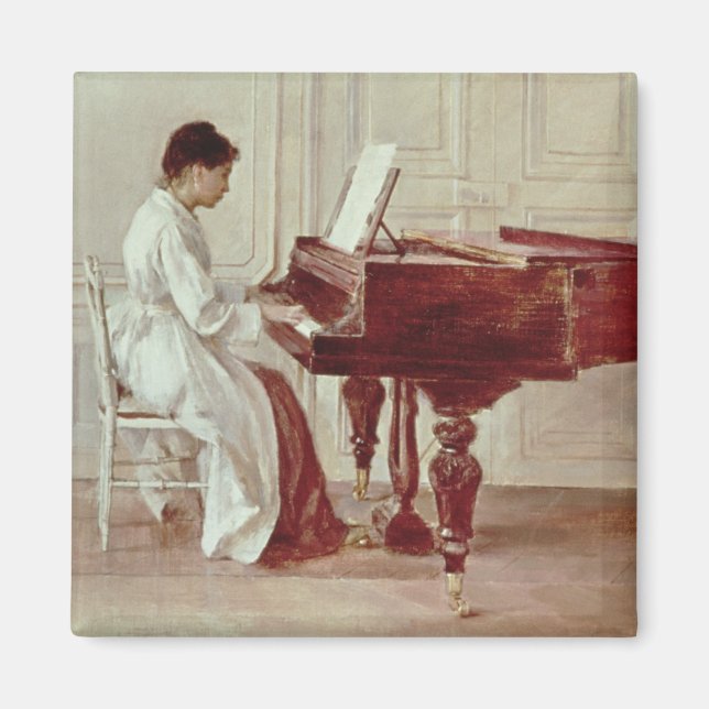 Am Piano, 1887 (Öl auf Leinwand) Magnet (Vorne)