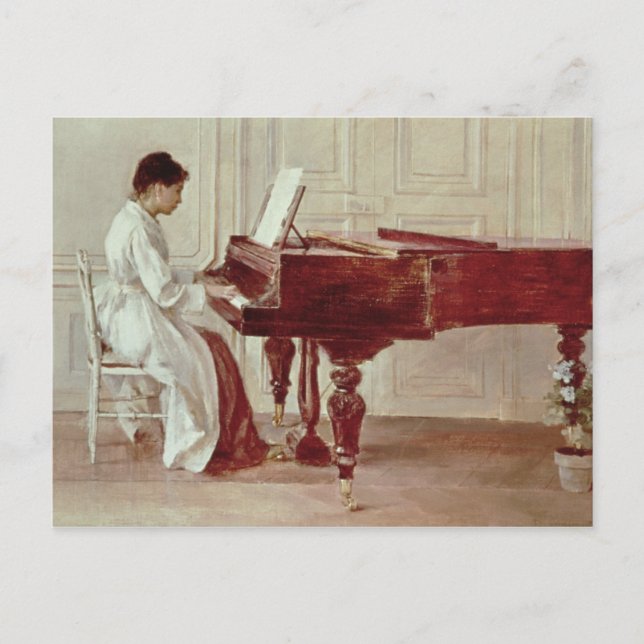 Am Piano, 1887 (Öl auf Leinwand) Postkarte (Vorderseite)