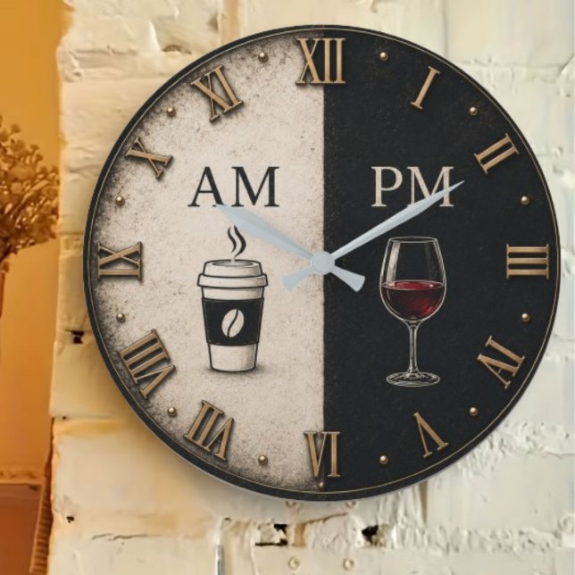 AM PM Coffee and Wine Große Wanduhr (Von Creator hochgeladen)