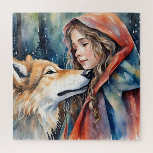 Am Rande eines Märchens: ein Mädchen und ein Wolf Puzzle