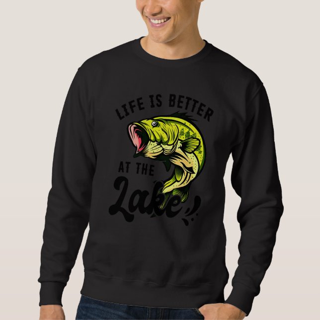 Am See beim Bassangeln Sweatshirt (Vorderseite)