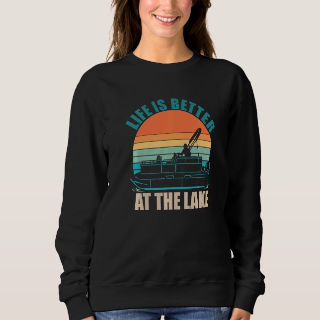 Am See Sommerurlaub Pontonboot Sweatshirt (Vorderseite)