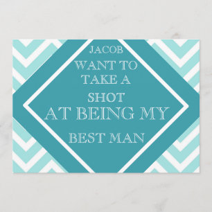 Am Sein mein Trauzeuge-Aqua-blaues Zickzack-Muster Einladung