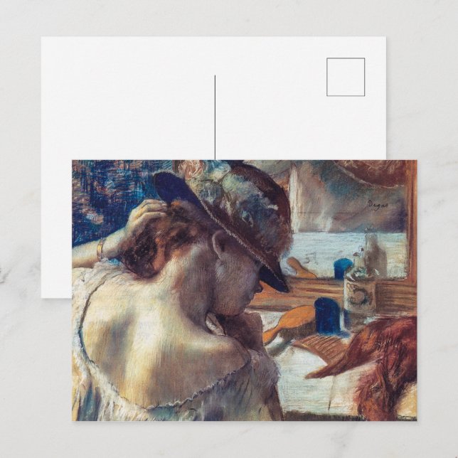 Am Spiegel | Edgar Degas | Postkarte (Vorne/Hinten)