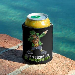 Am St. Patrick's Day Glück Geboren Dabbing Geburts Dosenkühler