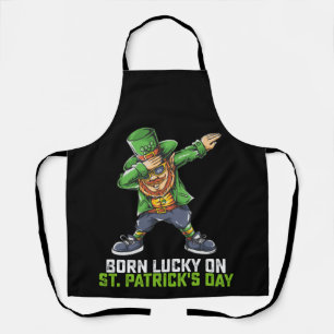 Am St. Patrick's Day Glück Geboren Dabbing Geburts Schürze