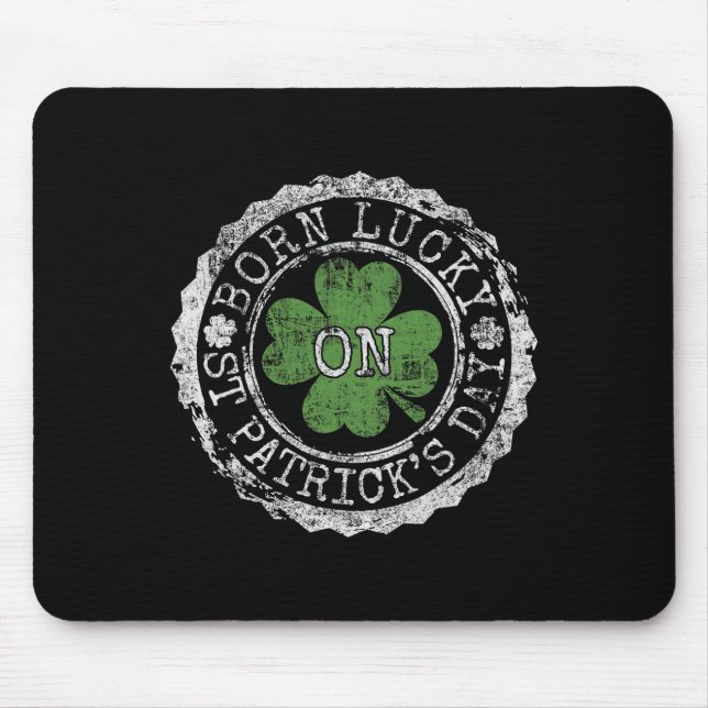 Am St. Patricks Day Glücklich Geboren Irische Klee Mousepad (Vorne)