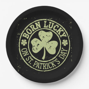 Am St. Patrick's Day Glücklich Geboren Irischer Ge Pappteller