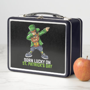 Am St. Patrick's Tag Glück Geboren Dabbing Geburts Metall Brotdose