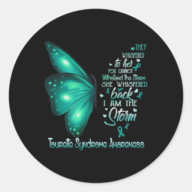 Am Storm Tourette Syndrome Awareness Butterfly Runder Aufkleber (Vorderseite)