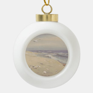 Am Strand (1879) - Vintage Küstenkunst Keramik Kugel-Ornament