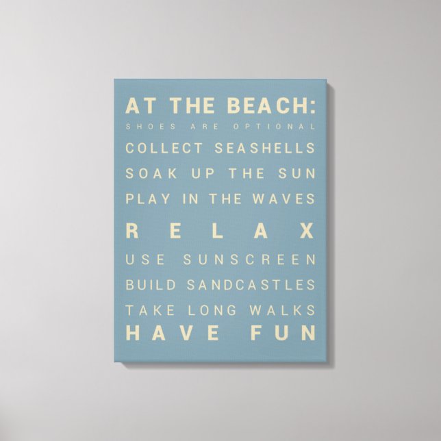 Am Strand - Beach House Rules - 18" x 24" Leinwanddruck (Vorderseite)