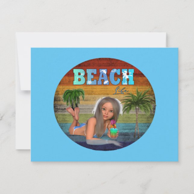 Am Strand Feiertagskarte (Vorderseite)