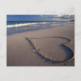 Am Strand Gezeichnet Herz Postkarte