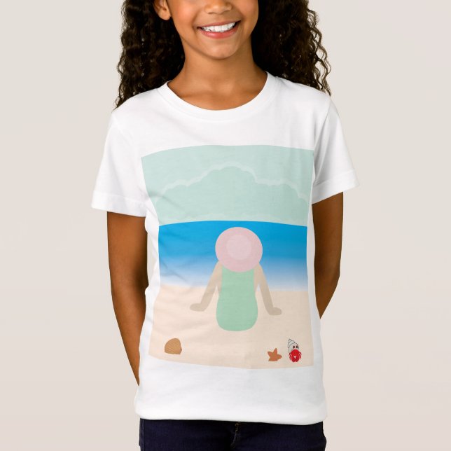 Am Strand im Sand sitzen T-Shirt (Vorderseite)