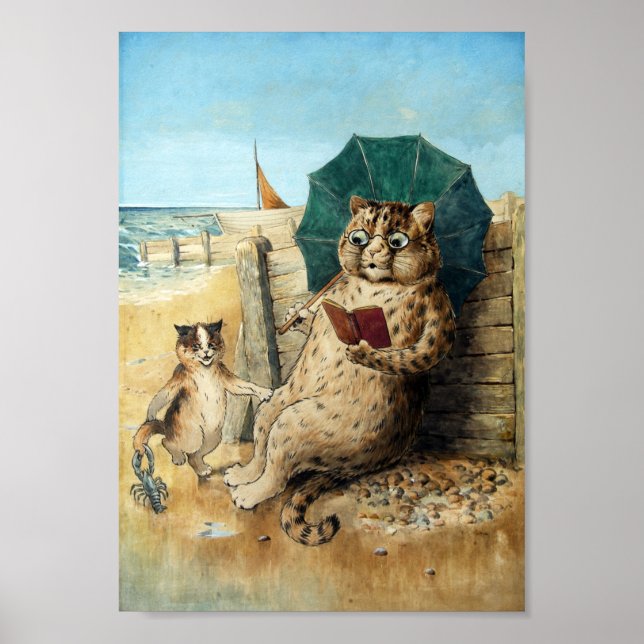 Am Strand, Louis Wain Poster (Vorne)