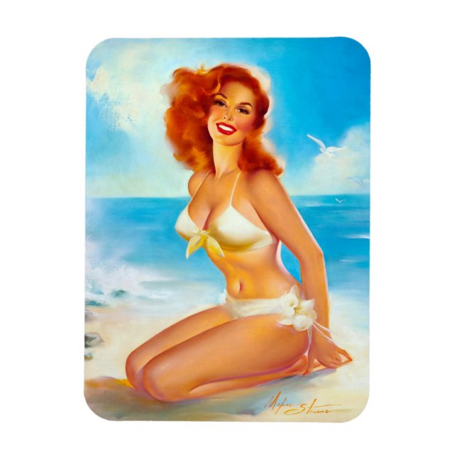 Am Strand Pin Up Magnet (Vertikal)