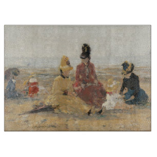 Am Strand Trouville 1887 von Eugene Boudin Schneidebrett