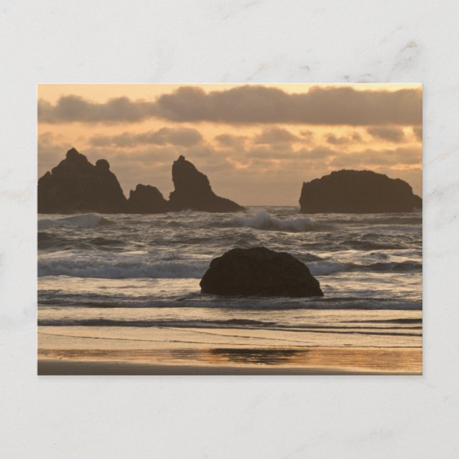 Am Strand von Bandon, Oregon Postkarte (Vorderseite)