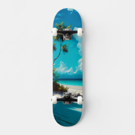 Am Strand - weißer Sand und blauer Himmel Skateboard