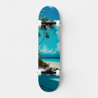 Am Strand - weißer Sand und blauer Himmel Skateboard