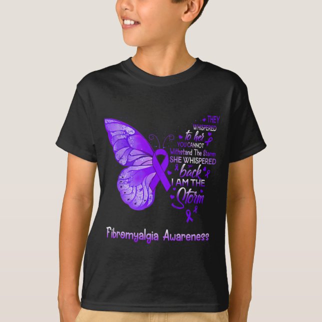 Am Sturm Fibromyalgie Bewusstseinsschmetterling 1 T-Shirt (Vorderseite)