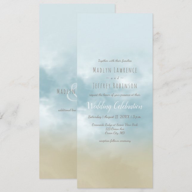 Am Ufer des Ozeans Surfstrand Hochzeit Einladung (Vorne/Hinten)