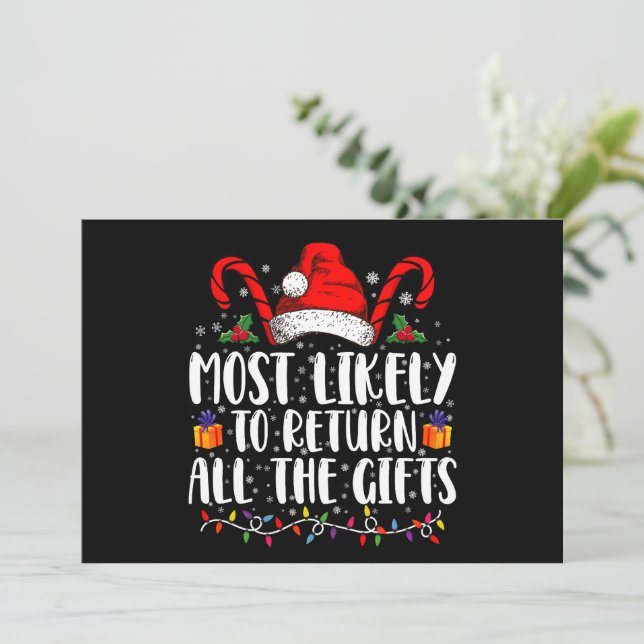 Am wahrscheinlichsten, alle Geschenke Weihnachten  Einladung (Stehend Vorderseite)