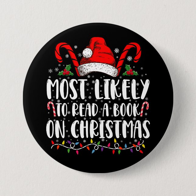 Am wahrscheinlichsten ein Buch über Weihnachtspass Button (Vorderseite)