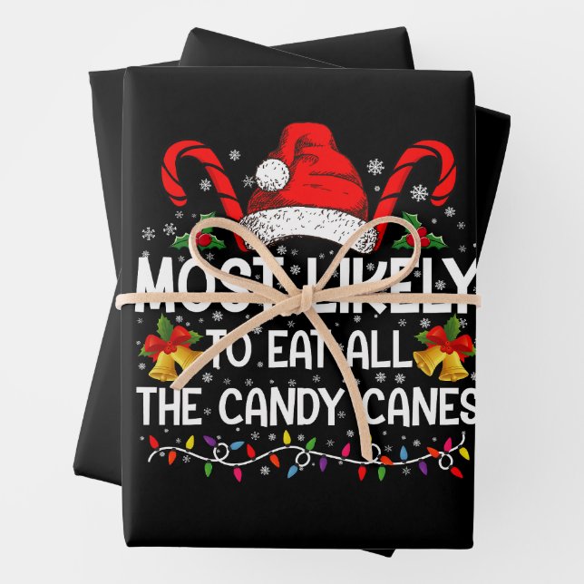 Am wahrscheinlichsten essen alle Bonbons Weihnacht Geschenkpapier Set (Beispiel)