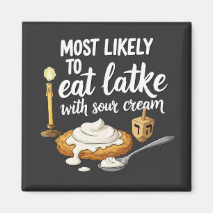 Am wahrscheinlichsten essen Latkes mit sauer Creme Magnet