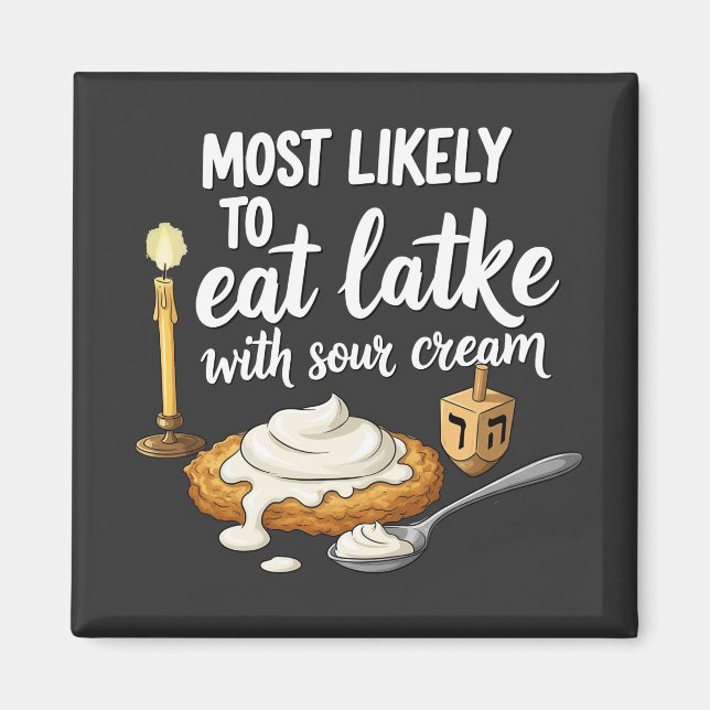 Am wahrscheinlichsten essen Latkes mit sauer Creme Magnet (Vorne)
