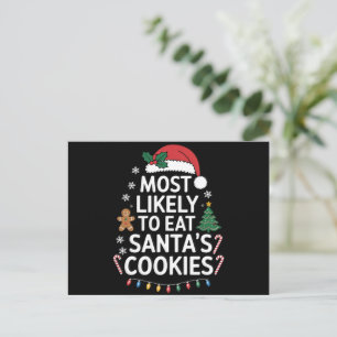 Am wahrscheinlichsten essen Santas Cookies Familie Feiertagspostkarte