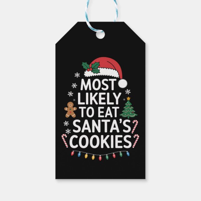Am wahrscheinlichsten essen Santas Cookies Familie Geschenkanhänger (Rückseite)