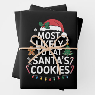 Am wahrscheinlichsten essen Santas Cookies Familie Geschenkpapier Set