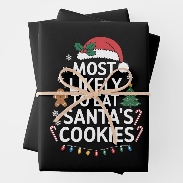 Am wahrscheinlichsten essen Santas Cookies Familie Geschenkpapier Set (Beispiel)
