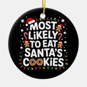 Am wahrscheinlichsten essen Santas Cookies Familie Keramik Ornament