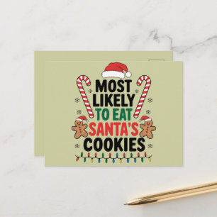 Am wahrscheinlichsten essen Santas Cookies Familie Postkarte