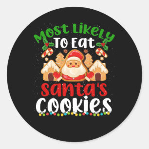 Am wahrscheinlichsten essen Santas Cookies Familie Runder Aufkleber