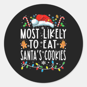 Am wahrscheinlichsten essen Santas Cookies Familie Runder Aufkleber