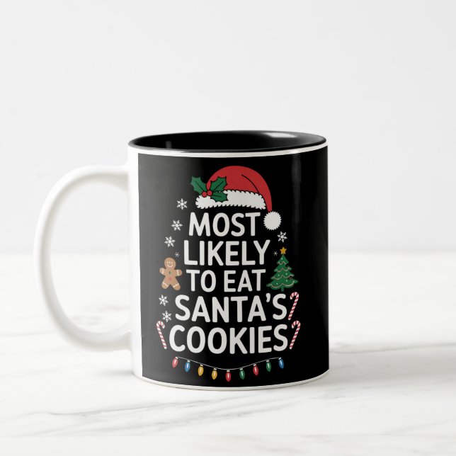 Am wahrscheinlichsten essen Santas Cookies Familie Zweifarbige Tasse (Links)