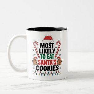 Am wahrscheinlichsten essen Santas Cookies Familie Zweifarbige Tasse