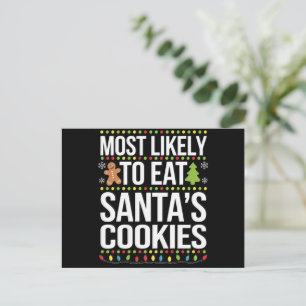Am wahrscheinlichsten essen Santas Cookies Weihnac Feiertagspostkarte