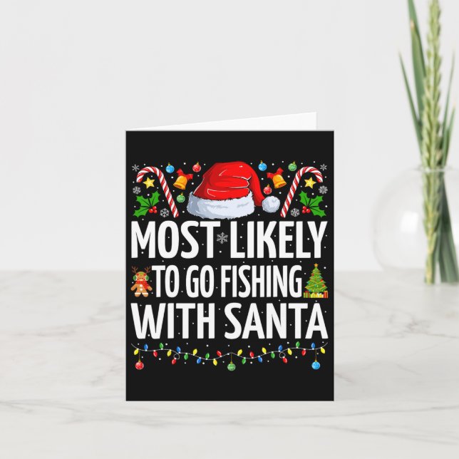 Am wahrscheinlichsten fischen mit Santa Funny Fish Karte (Vorderseite)